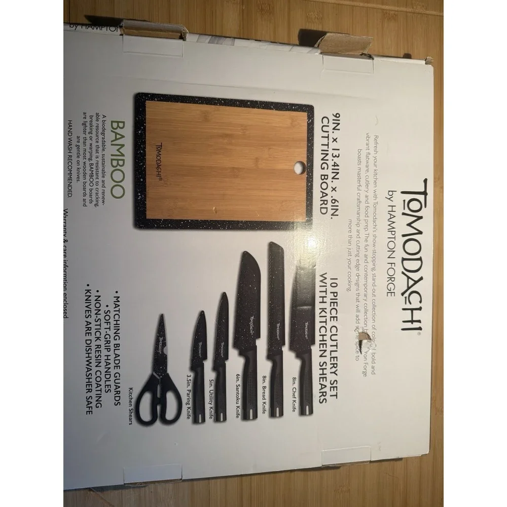 Tomodachi 12-Piece Knife Set Non-Stick w/ Shears & Bamboo Cutting Board